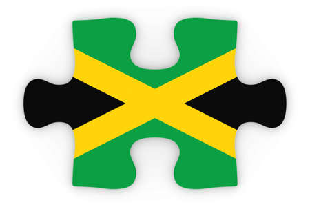 Jamaican Flag Puzzle Piece Top Down Orthographic 3D Illustrationの写真素材