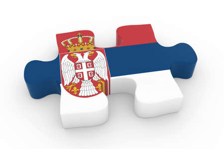 Serbian Flag Puzzle Piece - Flag of Serbia Jigsaw Piece 3D Illustrationの写真素材