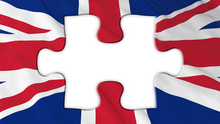 Brexit Concept - Empty White Missing Piece from UK Flag - 3D Illustrationの写真素材