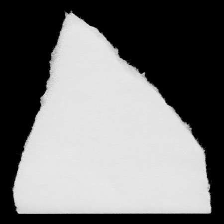 Torn White Paper Edge Scrap Isolated on Black Backgroundの写真素材