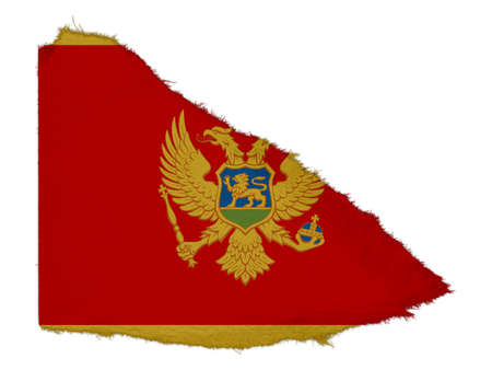 Flag of Montenegro Torn Paper Scrap Isolated on White Backgroundの写真素材