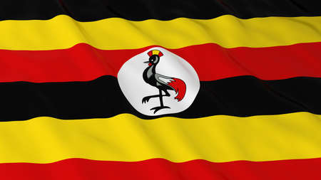 Flag of Uganda 3D Illustrationの写真素材