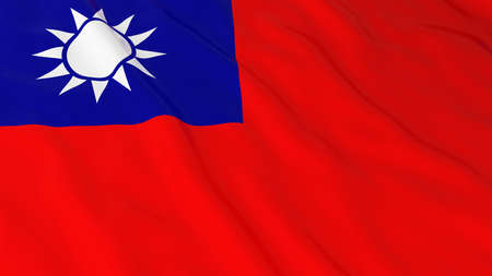 Flag of Taiwan 3D Illustrationの写真素材
