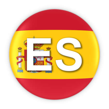 Spain Flag Button with Two Letter Country ISO Code 3D Illustrationの写真素材
