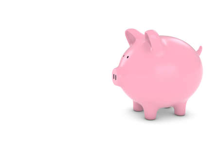 Piggy Bank with White Copy Space 3D Illustrationの写真素材