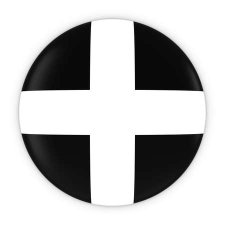 Cornish Flag Button - Flag of Cornwall Badge 3D Illustrationの写真素材