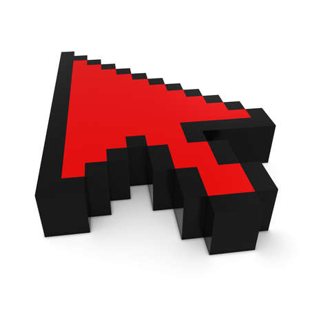 Arrow Cursor Pixelated Red Computer Pointer 3D Illustrationの写真素材