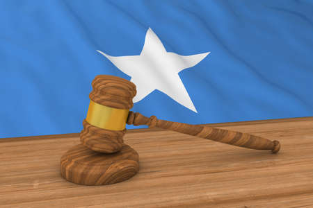 Somali Law Concept - Flag of Somalia Behind Judge's Gavel 3D Illustrationの写真素材