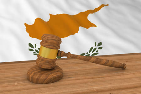 Cypriot Law Concept - Flag of Cyprus Behind Judge's Gavel 3D Illustrationの写真素材