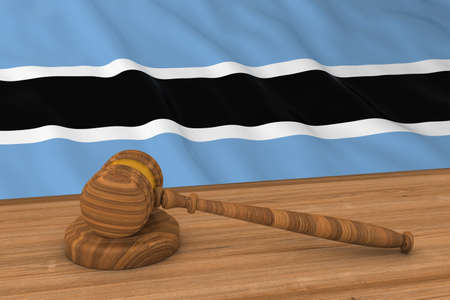 Botswanan Law Concept - Flag of Botswana Behind Judge's Gavel 3D Illustrationの写真素材