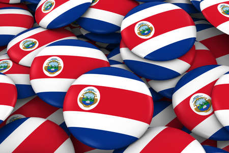 Costa Rica Badges Background - Pile of Costa Rican Flag Buttons 3D Illustrationの写真素材