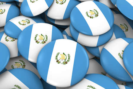 Guatemala Badges Background - Pile of Guatemalan Flag Buttons 3D Illustrationの写真素材