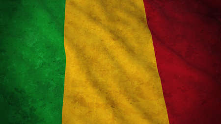 Grunge Flag of Mali - Dirty Malian Flag 3D Illustrationの写真素材