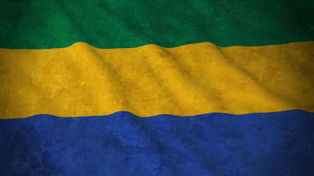 Grunge Flag of Gabon - Dirty Gabonese Flag 3D Illustrationの写真素材