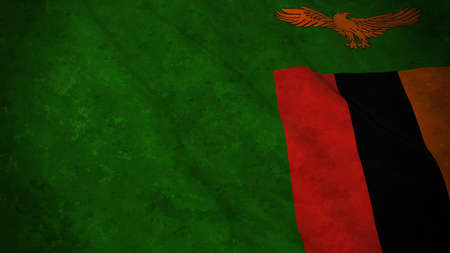 Grunge Flag of Zambia - Dirty Zambian Flag 3D Illustrationの写真素材