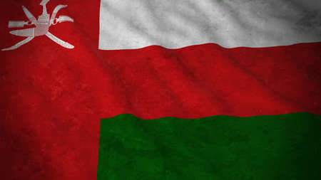 Grunge Flag of Oman - Dirty Omani Flag 3D Illustrationの写真素材