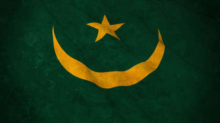 Grunge Flag of Mauritania - Dirty Mauritanian Flag 3D Illustrationの写真素材