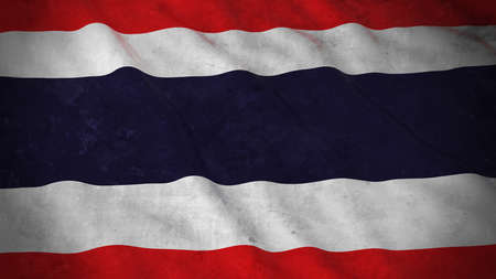 Grunge Flag of Thailand - Dirty Thai Flag 3D Illustrationの写真素材