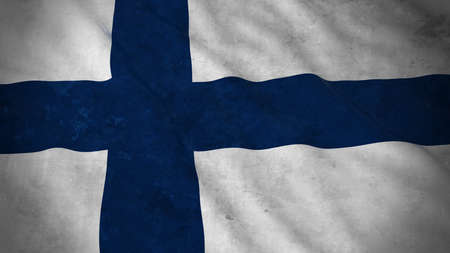 Grunge Flag of Finland - Dirty Finnish Flag 3D Illustrationの写真素材