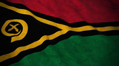 Grunge Flag of Vanuatu - Dirty Vanuatuan Flag 3D Illustrationの写真素材