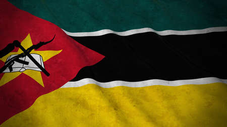 Grunge Flag of Mozambique - Dirty Mozambican Flag 3D Illustrationの写真素材