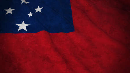 Grunge Flag of Samoa - Dirty Samoan Flag 3D Illustrationの写真素材