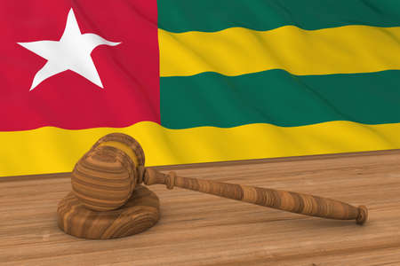 Togolese Law Concept - Flag of Togo Behind Judge's Gavel 3D Illustrationの写真素材