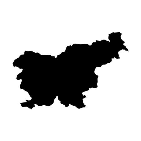 Slovenia Black Silhouette Map Outline Isolated on White 3D Illustrationの写真素材