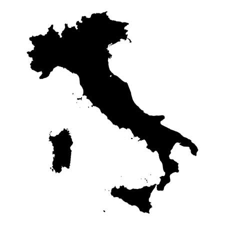 Italy Black Silhouette Map Outline Isolated on White 3D Illustrationの写真素材