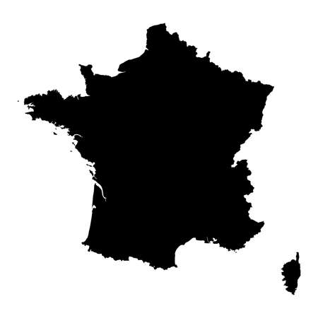 France Black Silhouette Map Outline Isolated on White 3D Illustrationの写真素材