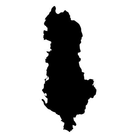 Albania Black Silhouette Map Outline Isolated on White 3D Illustrationの写真素材