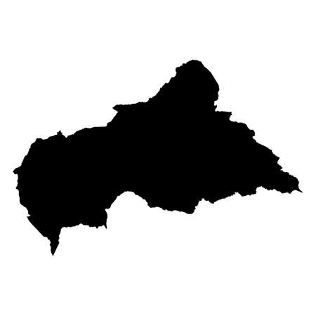 Central African Republic Black Silhouette Map Outline Isolated on White 3D Illustrationの写真素材