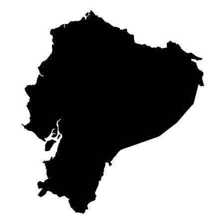 Ecuador Black Silhouette Map Outline Isolated on White 3D Illustrationの写真素材