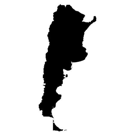 Argentina Black Silhouette Map Outline Isolated on White 3D Illustrationの写真素材