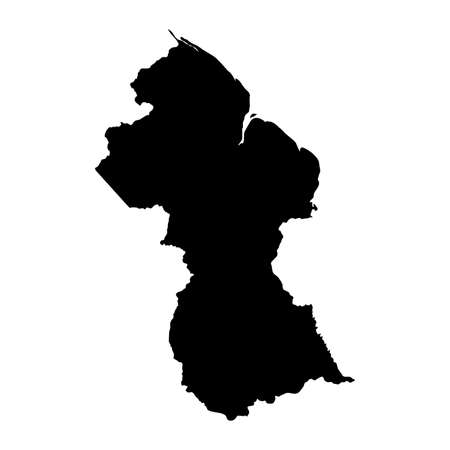 Guyana Black Silhouette Map Outline Isolated on White 3D Illustrationの写真素材