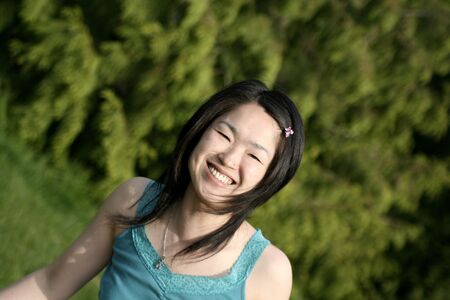 japanese girl smilingの写真素材