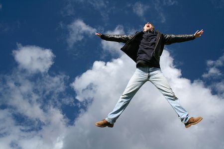 jumping highの写真素材