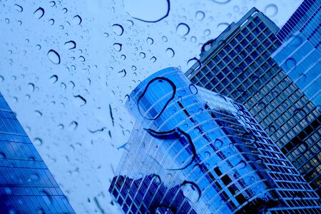 buildings and raindrops