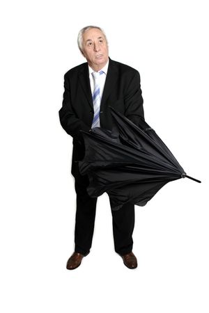 man opening umbrellaの写真素材
