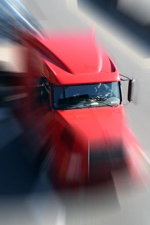 red truck blur imageの写真素材