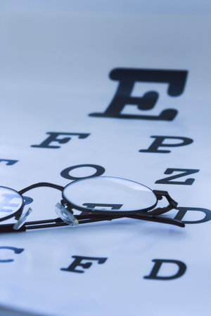 optometrist eye test chart blue
