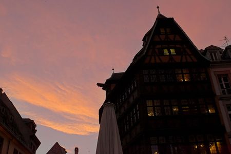 Old house silhouette at duskの写真素材