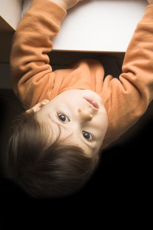 bay face over blackの写真素材