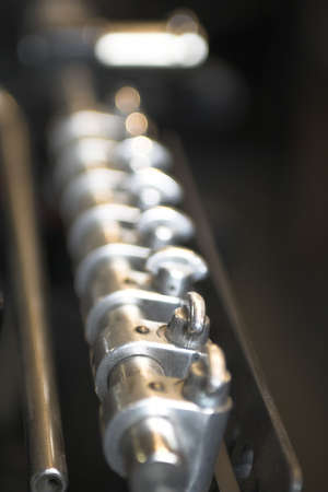 ancient printing machine close up in print shopの写真素材