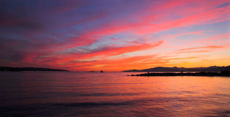 vancouver scenery sunset shot from english bayの写真素材