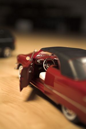 model car close up shot on hardwood floorの写真素材