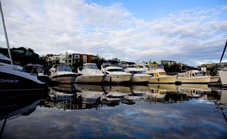granville island boats scenes shot at dawnの写真素材
