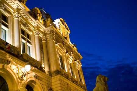 old monument at night in vannes franceの写真素材