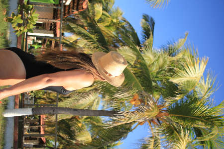 young woman in bikini on the beachの写真素材