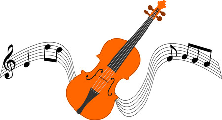 Violin and stave with notes.のイラスト素材